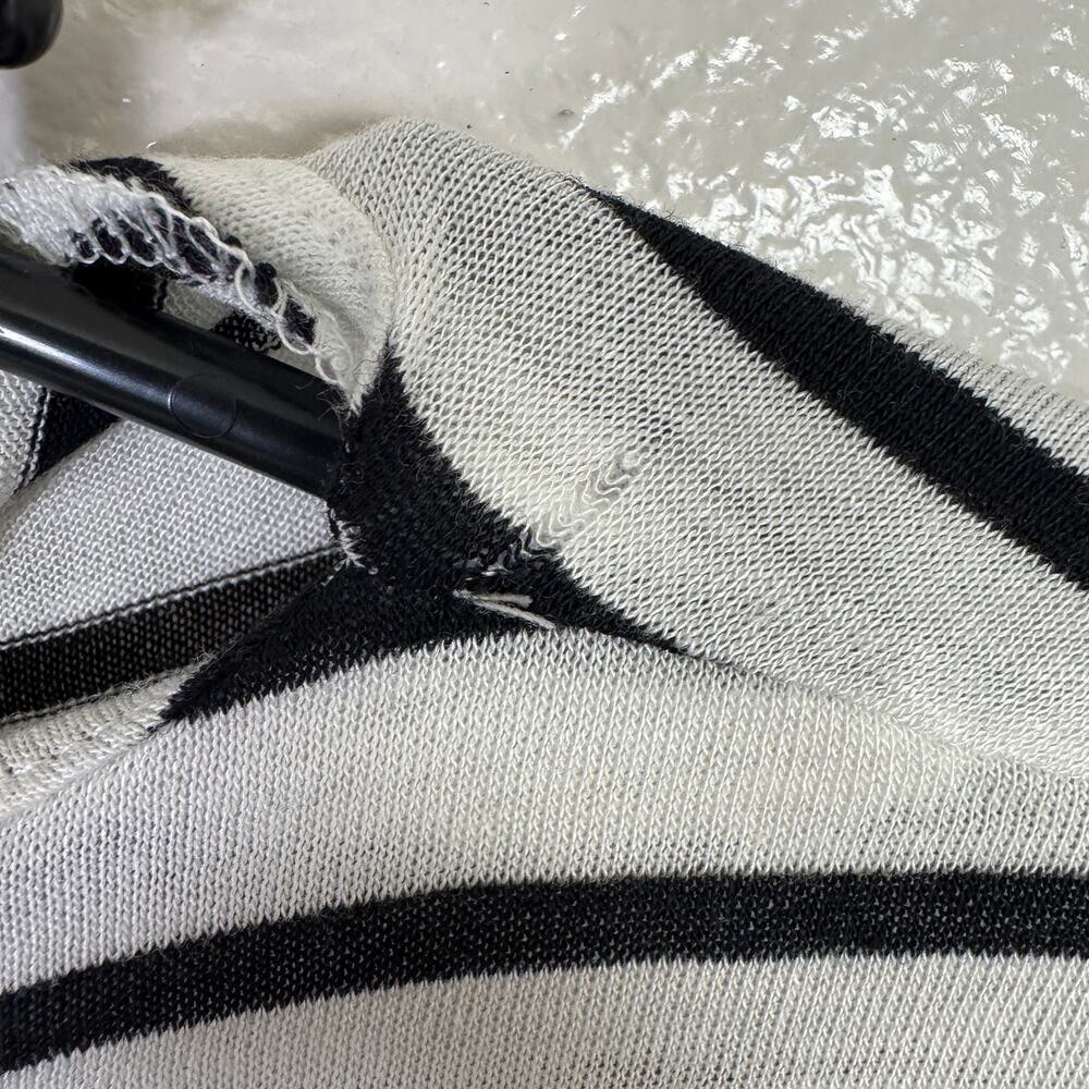 J.Crew Collection Sheer Wool Blend Long Sleeve T-Shirt WMNS S White Black Stripe - Picture 6 of 9
